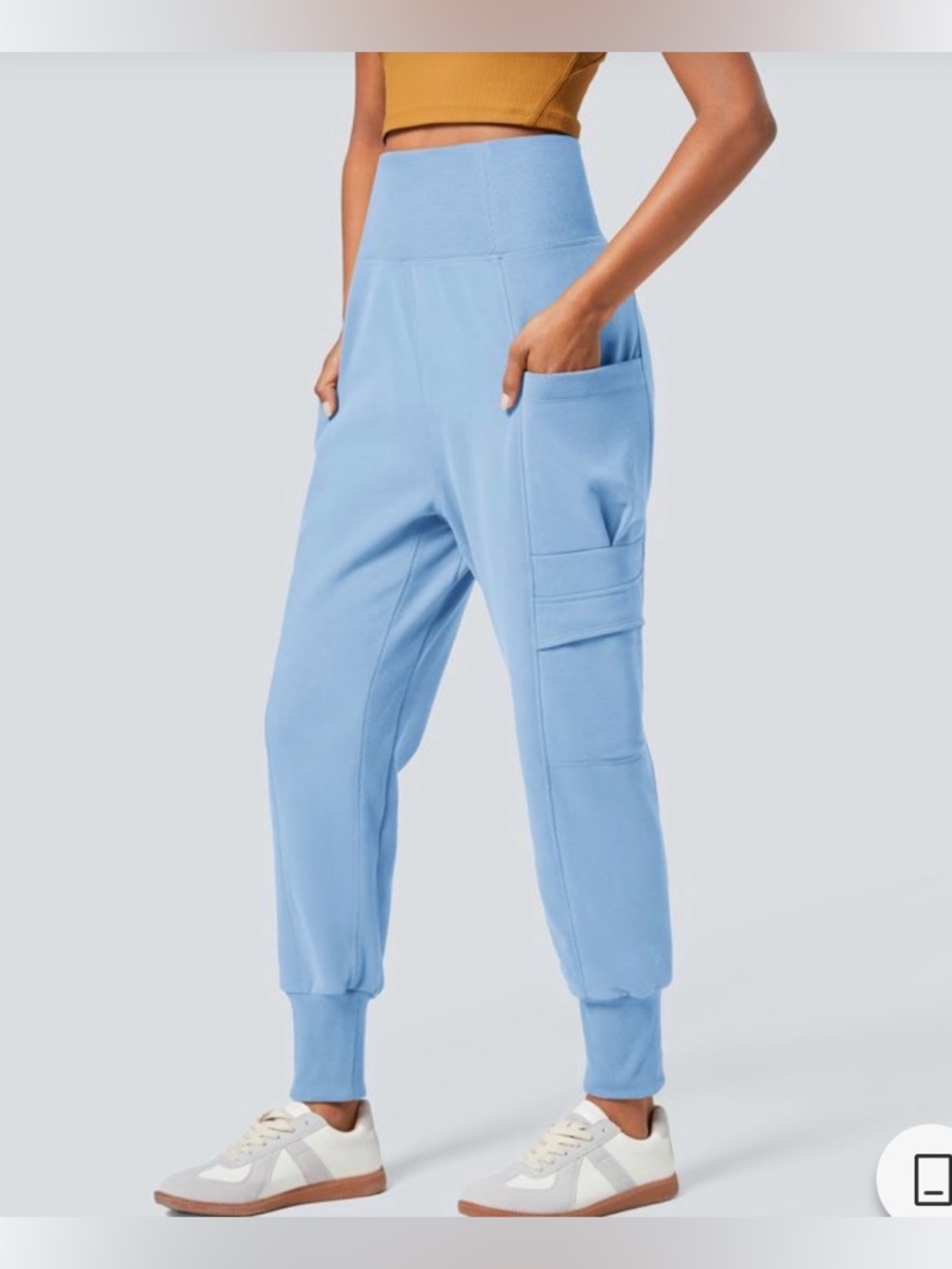 HALARA Light Blue High-Waist Cargo Joggers